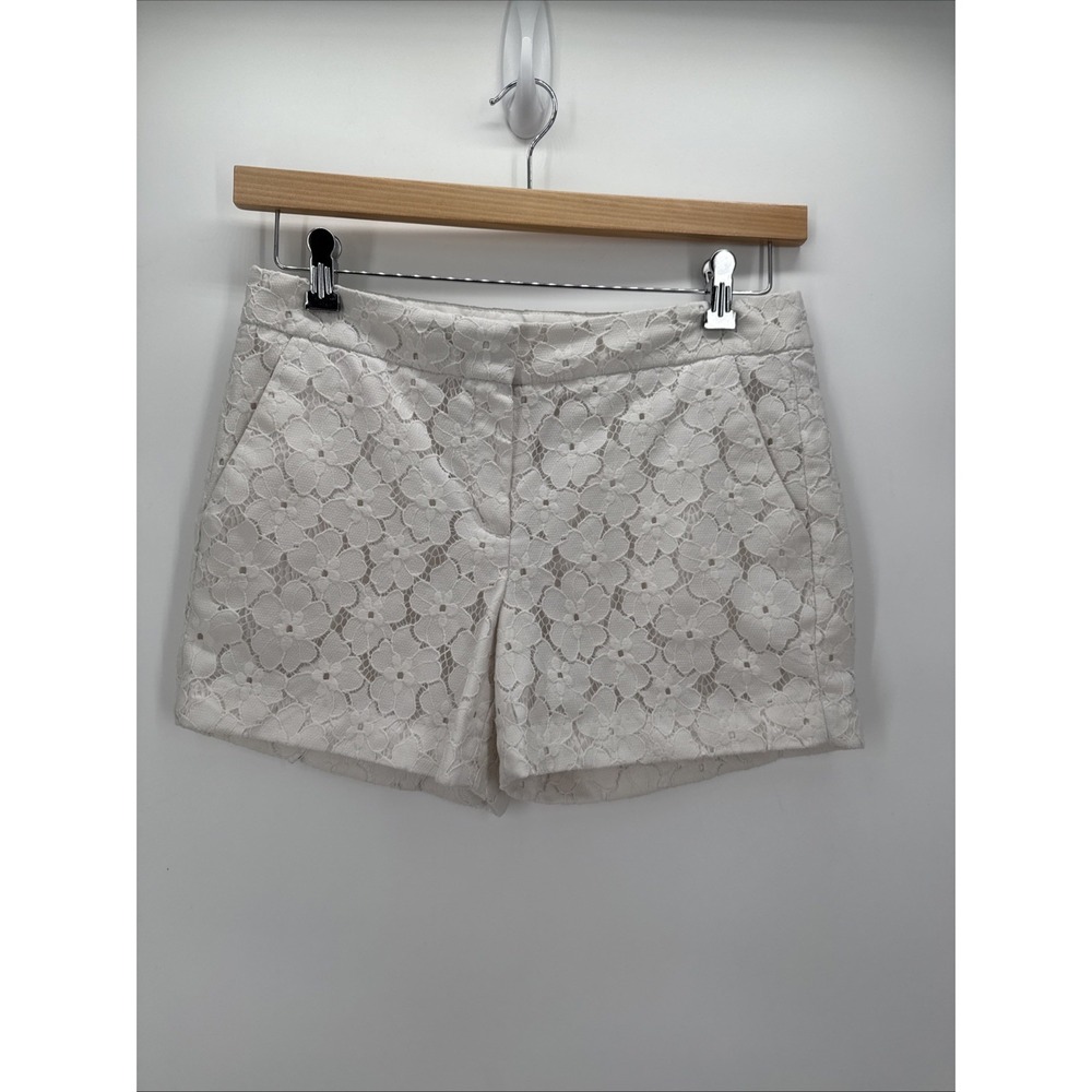 Saint Tropez West White Floral Lace Shorts Size 6 Lined Cottagecore